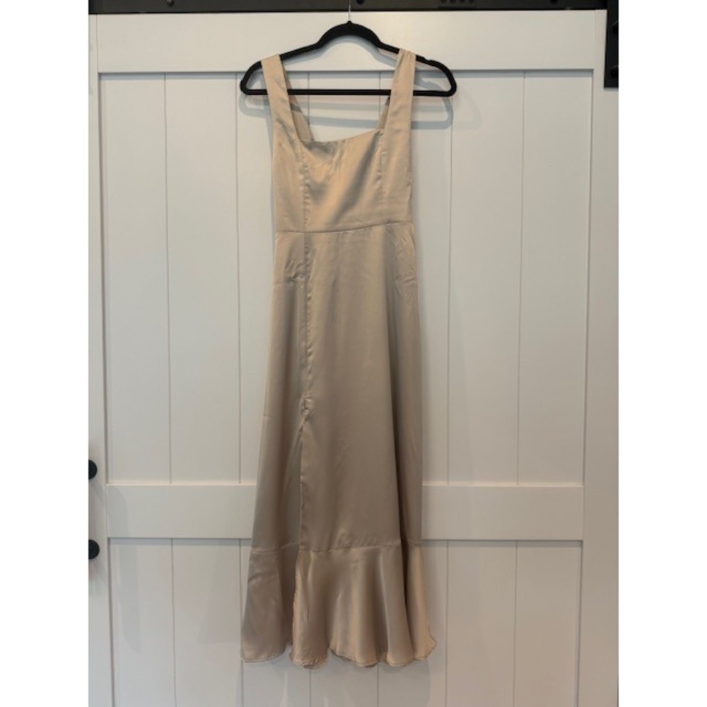 Mumu Weddings Champagne Square‎ Neck Maxi Dress Bridesmaid Cocktail Party